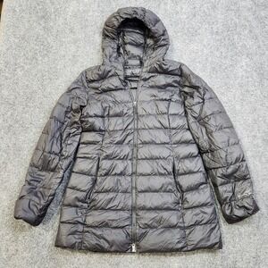 Eddie Bauer Down Coat Womens Medium Black Hooded Quilted Long Puffer Jacket